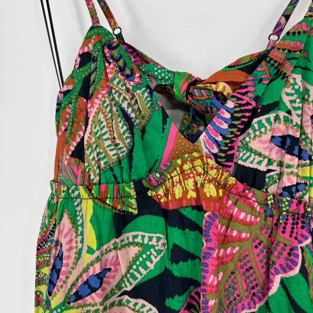 GB Leaf Print V-Neck Tie-Back Tiered Maxi Dress size Juniors Medium NWT Tropical - Picture 5 of 13